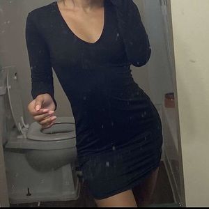 black skin tight dress